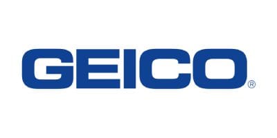 GEICO logo in blue letters on white background.